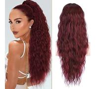 RPAEOY Coda Capelli Extension con Coulisse 26 Pollici Lunga Ondulati Ricci Posticci Sintetici Ondulati Coda Cavallo Extension Posticci Extension Capelli per le Donna (#2)
