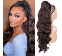 RPAEOY Coda Capelli Ondulati Ricci Lunghi 60cm Cordoncino Ponytail Extension Sintetica Parrucchino Clip Mesh Traspirante