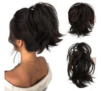 RPAEOY Coda Corta Riccio Clip Crochet Capelli Sintetici Estensione Posticcio Acconciatura Chignon Messy