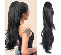 Rpaeoy Coda Di Cavallo Extension Capelli Sintetici Lisci Con Clip Forte Posticci Capelli Lunghi Facile Da Indossare E Rimuovere Look Naturale Per Ogni Occasione Nero Naturale 60cm