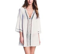 RPAEOY Copricostume Donna Mare Camicia Spiaggia con Pizzo Tunica Vestito Chiffon Copricostumi da Bagno Beach Cover up Beachwear Traspirante Elegante per Vacanza Estate