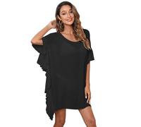 RPAEOY Copricostume Donna Mare Copricostumi Arruffato Cotone Bikini Cover Up Tunica Costume da Bagno Estate Abito Spiaggia Beachwear (Nero)