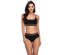 RPAEOY Costume Donna Due Pezzi Bikini Set Sportivo Vita Alta Costumi Mare Tankini Elegante Bikiniset Fascia Elastica Costume Contenitivo Senza Ferretto Abbronzatura Perfetta Nuoto Spiaggia