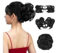 Rpaeoy Elegante Chignon Posticcio Per Capelli Mossi Estensione Capelli Sintetici Di Alta Qualità Facile Da Applicare Nero Naturale Set Di 3 Pezzi Accessorio Per Acconciature Voluminose(Black)