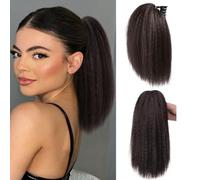 Rpaeoy Elegante Coda Di Cavallo Clip In 40cm Extension Capelli Sintetici Naturali Nero Set 3 Pezzi Accessori Styling Facile E Veloce Per Look Perfetto(Brown Black)