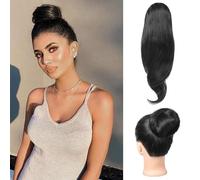 RPAEOY Parrucca per Donna Sintetica Coda di Cavallo Riccia Parrucchino Resistente al Calore Clip Parrucche con Coulisse per Uso Quotidiano Partito(Nero)