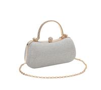 RPAEOY Pochette Donna Elegante Glitter Clutch Cerimonia Borsa da Sera con Catena Borse a Tracolla Piccolo per Matrimonio Sposa Cocktail Festa Cocktail Argento