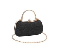 RPAEOY Pochette Donna Elegante Glitter Clutch Cerimonia Borsa da Sera con Catena Borse a Tracolla Piccolo per Matrimonio Sposa Cocktail Festa Cocktail Nero