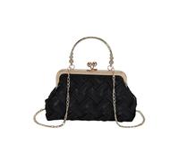 RPAEOY Pochette Donna Elegante Retrò Borsa in Pelle PU intrecciata Borsa a Tracolla con Catena Piccola Serata di Festa Borse per Matrimonio Party Sposa Nero