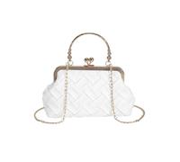 RPAEOY Pochette Donna Elegante Retrò Borsa in Pelle PU intrecciata Borsa a Tracolla con Catena Piccola Serata di Festa Borse per Matrimonio Party Sposa bianca
