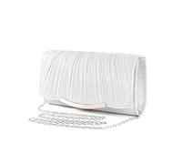 RPAEOY Pochette Donna Glitterata Paillettes Pieghettato Raso Sera Clutch Catena Borsa Chiavistello Metallico Catena Rimovibile Eleganti Cerimonia Matrimonio Compleanno Festa Nuziale (Argento)