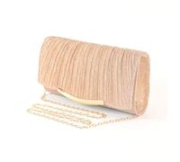 RPAEOY Pochette Donna Glitterata Paillettes Pieghettato Raso Sera Clutch Catena Borsa Chiavistello Metallico Catena Rimovibile Eleganti Cerimonia Matrimonio Compleanno Festa Nuziale (Champagne)
