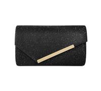 RPAEOY Pochette Donna Glitterata Paillettes Striscia Bordo Dorata Sera Clutch Catena Borsa Chiavistello Metallico Catena Rimovibile Eleganti Cerimonia Matrimonio Compleanno Festa Nuziale (Nero)