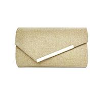 RPAEOY Pochette Donna Glitterata Paillettes Striscia Bordo Dorata Sera Clutch Catena Borsa Chiavistello Metallico Catena Rimovibile Eleganti Cerimonia Matrimonio Compleanno Festa Nuziale (Oro)