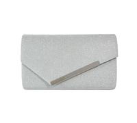 RPAEOY Pochette Donna Glitterata Paillettes Striscia Bordo Dorata Sera Clutch Catena Borsa Chiavistello Metallico Catena Rimovibile Eleganti Cerimonia Matrimonio Compleanno Festa Nuziale (Argento)