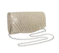 RPAEOY Pochette Donna Pieghettato Raso Sera Clutch Catena Borsa Chiavistello Metallico Catena Rimovibile Eleganti Cerimonia Matrimonio Compleanno Festa Nuziale (Champagne)