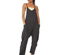 RPAEOY Salopette Donna Tuta Jumpsuit con Tasca Allentata Tutine Estive Unita Pantaloni Senza Maniche Taglie Forti Sciolto Comoda (Nero,XL)