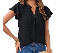 RPAEOY T Shirt Donna Camicia Elegante Maglietta Maniche Corte Blusa con Scollo a V Volant Texture 3D Maglia Estiva Top Casual Abbigliamento Primavera Estate
