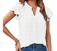 RPAEOY T Shirt Donna Camicia Elegante Maglietta Maniche Corte Blusa con Scollo a V Volant Texture 3D Maglia Estiva Top Casual Abbigliamento Primavera Estate