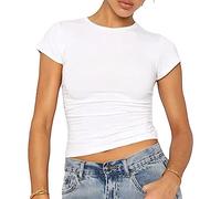 RPAEOY T Shirt Donna Maglietta Maniche Corte Camicia Elegante Crop Top Aderente Maglia Stretch Abbigliamento Casual Sportiva Primavera Estate Tshirt Basic Moda