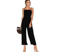 RPAEOY Tuta Intera Donna Elegante Senza Maniche Jumpsuit Vita Alta A Gamba Larga Lungo Pantaloni Salopette Casual Per Cerimonia Cocktail Party Nero XL