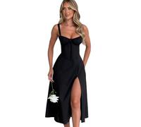 RPAEOY Vestito Donna Elegante Senza Manica Lungo Spaghetti Strap Sexy Spacco Slim Abito da Festa Cocktail Sera Partito Banchetto (L)