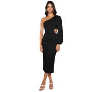 RPAEOY Vestito Donna Eleganti Una Spalla Abito da Sera Ritagliato Lungo Vestito da Sposa Sexy Damigella d'Onore Cerimonia Cocktail Nero M