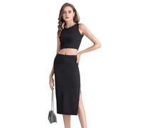 RPAEOY Vestito Donna Estivo Lunghi Gonna e Senza Maniche Top Set Elastica a Fessura Abito Elegante Vestitos da Club Festa Cerimonia (M)
