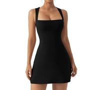 RPAEOY Vestito Donna Sexy Senza Maniche Mini Vestiti Corto Estivo Abito Nero Aderente Bodycon Corto Vestito per Feste Club Ccocktail Discoteca (Nero,XL)