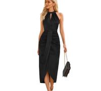 RPAEOY Vestito Donna Sexy Senza Maniche Vestiti Eleganti Abiti Spacco a Vita Alta Abiti da Cerimonia Bodycon Nero Gonna Party Clubwear Abiti da Sera (Nero,XL)
