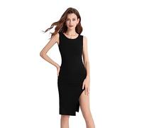 RPAEOY Vestito Senza Maniche Donna Elegante Abito Tubino Aderente con Spacco Vestiti Eleganti da Cocktail Cerimonia Abito Corto Formale da Sera Festa