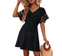 RPAEOY Vestito Spiaggia Donna Abito Estivo con Scollo a V Copricostume Mare Beachwear Elegante Abiti da Spiaggia Leggero Vacanza Bikini Cover up Beach Dress Corto