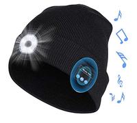 Rpanle Berretto Bluetooth con LED Illuminato, USB Ricaricabile Wireless Bluetooth 5.0 Musicale Cappello da Corsa per Sci Escursionismo Campeggio Ciclismo (Nero)