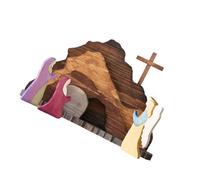 RPFROP Presepe pasquale, decorazioni in legno per presepe, set di ornamenti per la casa, da tavolo e attività religiose