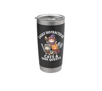 RPG Gamer Cats - Funny Side Quest Distratto Gioco da tavolo Bicchiere termico in acciaio inox doppia parete