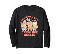 RPG Gamer Nerdy Cats Side Quest Distratto Da tavolo Kawaii Maglia a Manica