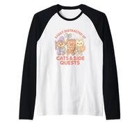 RPG Gamer Nerdy Cats Side Quest Distratto Da tavolo Kawaii Maglia con Maniche Raglan
