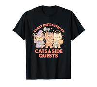 RPG Gamer Nerdy Cats Side Quest Distratto Da tavolo Kawaii Maglietta