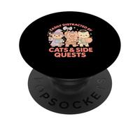 RPG Gamer Nerdy Cats Side Quest Distratto Da tavolo Kawaii PopSockets PopGrip Adesivo