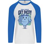 RPG Gioco di Ruolo Gioco Get Dicey Divertente Uomo L/S Baseball T-Shirt