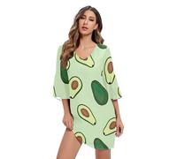 RPLIFE Abito da spiaggia in chiffon con maniche a 3/4 e scollo a V verde avocado, taglie S-XXL, Avocado Verde, M