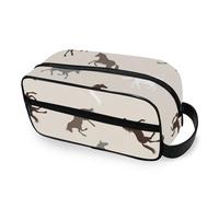 RPLIFE Acquerello Cavalli Marrone Bianco Toiletry Bag Large Wide-open Makeup Bags Impermeabile Bagno Organizer per Uomo Donna Viaggio