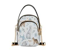RPLIFE Arctic Animals - Borsa a tracolla trapuntata bianca con tracolla a catena, borsa a tracolla da donna con tasche multiple con cerniera per viaggi e uso quotidiano