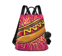 RPLIFE Art Hot Dog - Zaino da donna, antifurto, casual, alla moda, con pompon