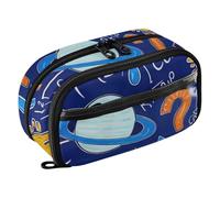 RPLIFE Astuccio colorato con pianeti matematici blu, astuccio con tasca in PVC trasparente, astuccio di grande capacità per ragazze