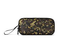 RPLIFE Astuccio con note musicali, colore nero e oro, grandi astucci, astuccio con cerniera