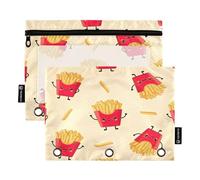 RPLIFE Astuccio con raccoglitore a 3 fori con finestra trasparente, confezione da 2 astucci per la scuola per ragazze e bambini, articoli per la scuola, 9,8 "× 7", simpatiche faccine rosse di patatine