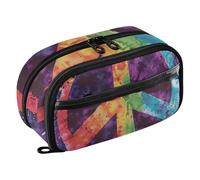 RPLIFE Astuccio con simbolo della pace, astuccio con tasca in PVC trasparente, astuccio per matite colorate