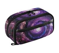 RPLIFE Astuccio di grande capacità, astuccio viola a spirale con galassia con tasca in PVC trasparente, astuccio per matite colorate