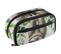 RPLIFE Astuccio di grande capacità, grazioso astuccio bianco con bradipo con tasca in PVC trasparente, astuccio per il ritorno a scuola